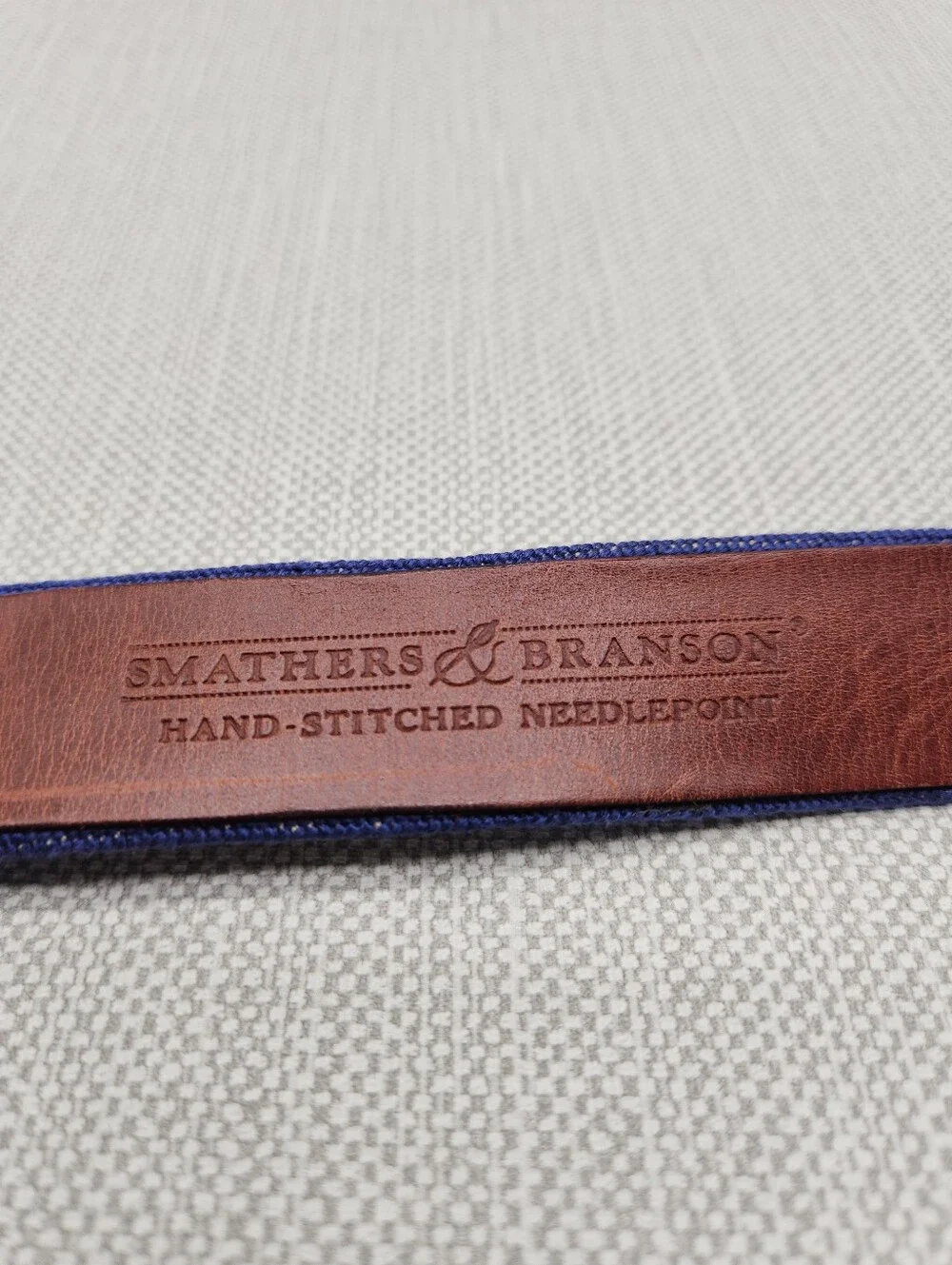 Smathers & Branson Sz 40 Belt Notre Dame Needlepoint Hand Stitched Brass Buckle